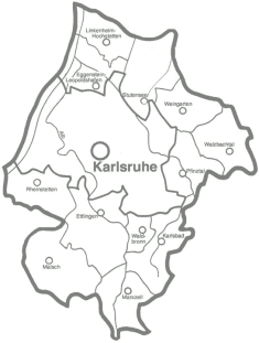 Karte mit dem Betreuungsgebiet der IG Metall in Karlsruhe