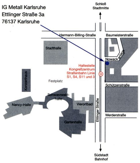 Lageplan IG Metall Büro Karlsruhe